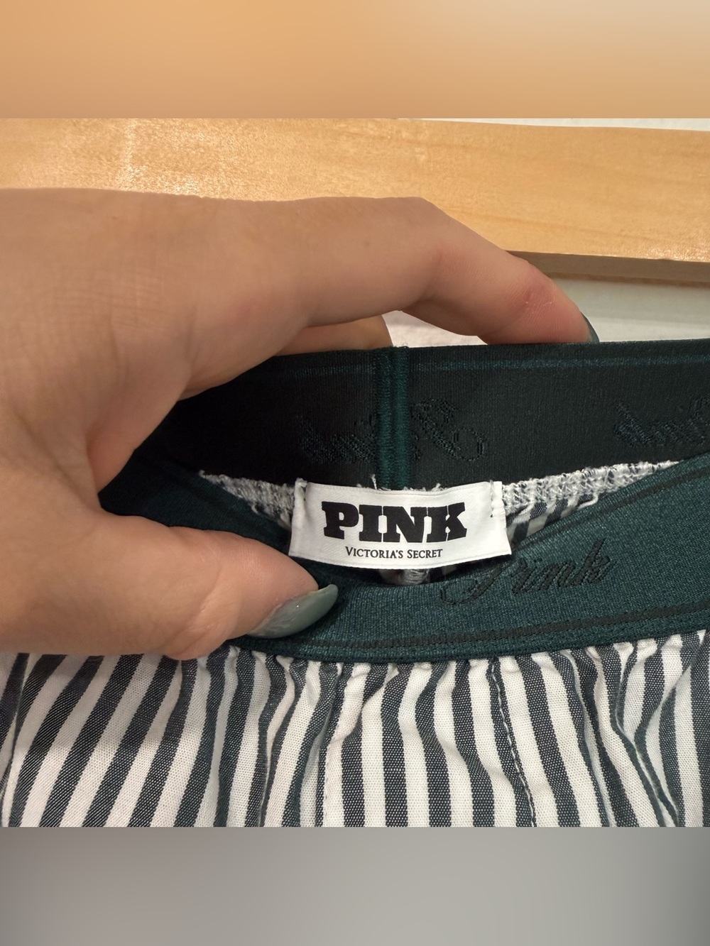 Pink Victoria’s Secret Green White Striped Lounge Pajama Pants S - Picture 4 of 7